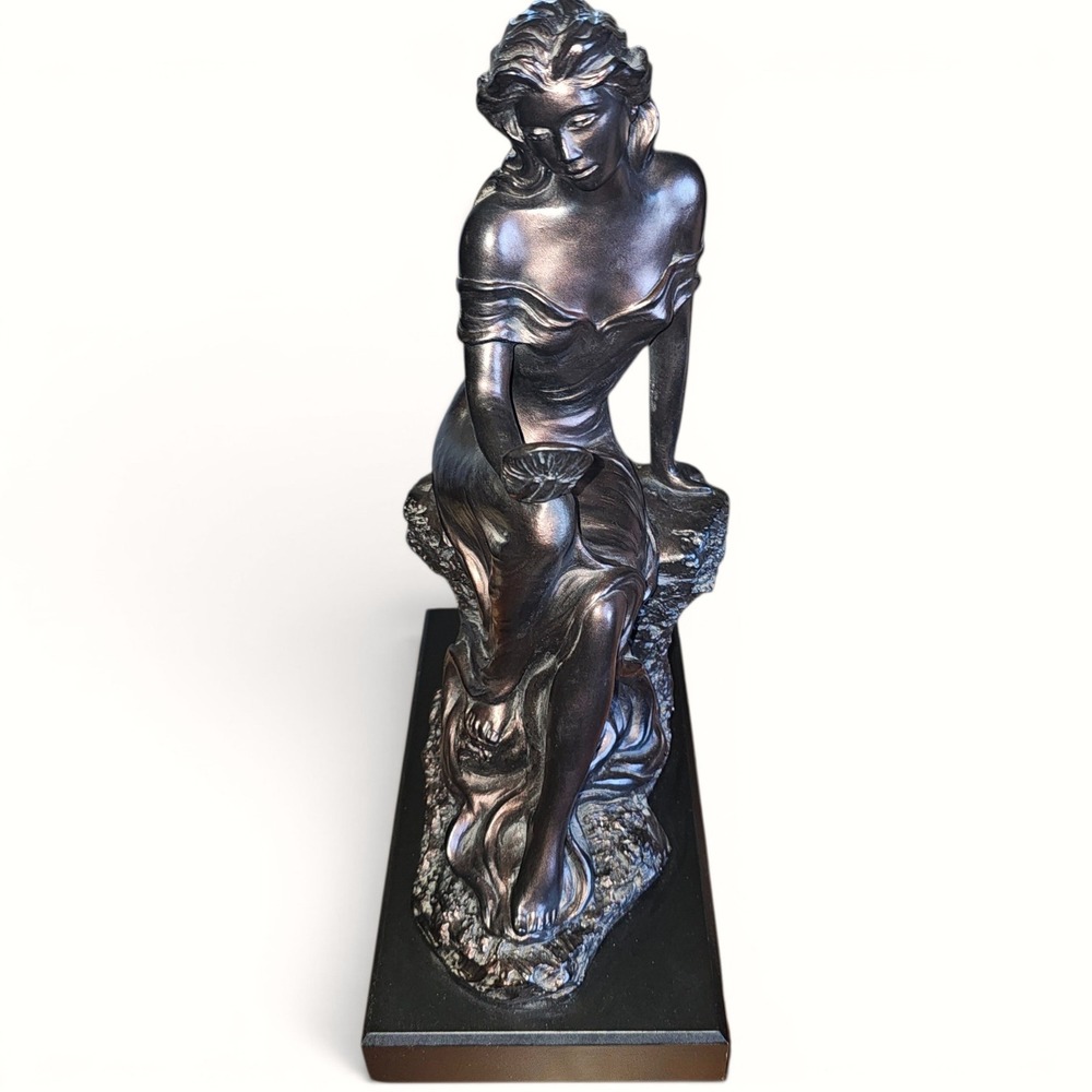Vintage Alice Heath "REFLECTIONS" Sculpture‎ 14" Bronze Art Nuevo Nymph Woman